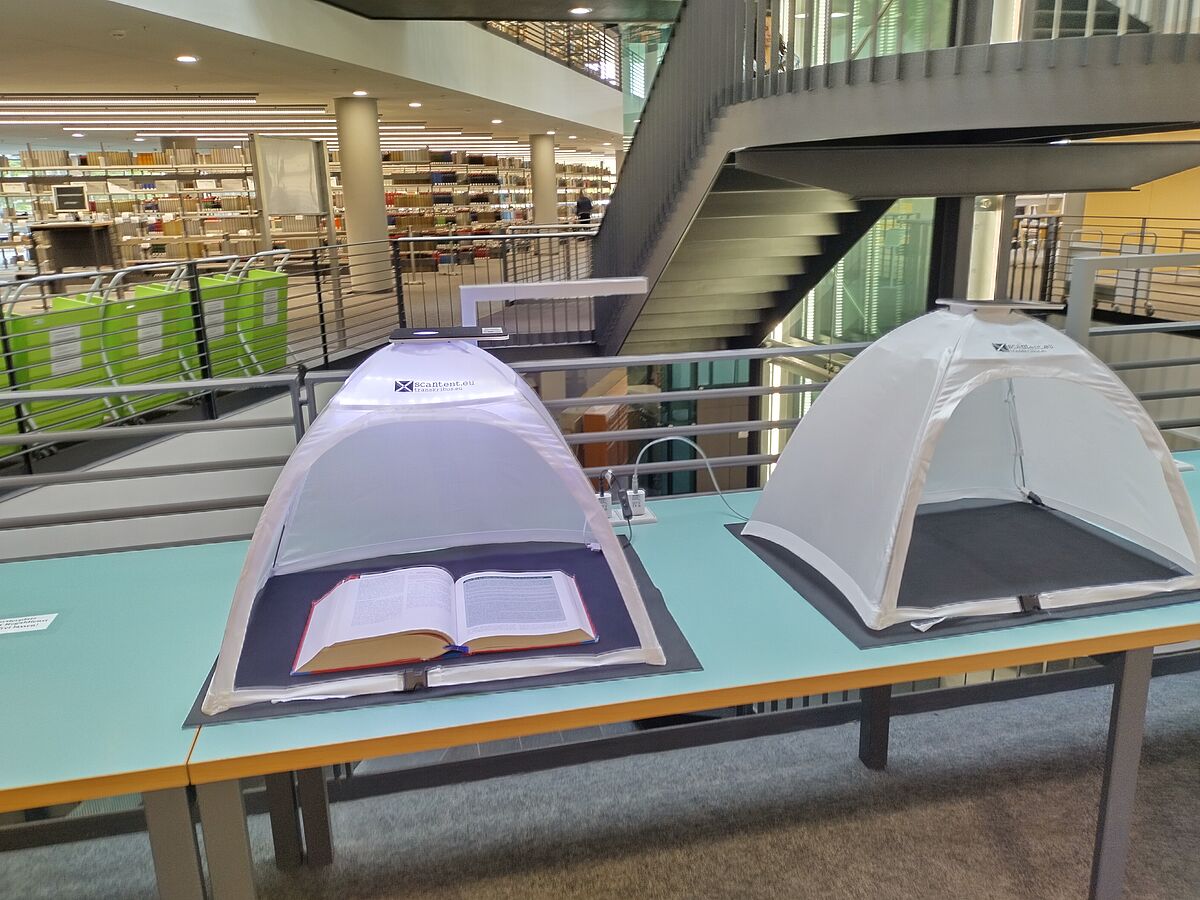 Scan tents in the Central Library