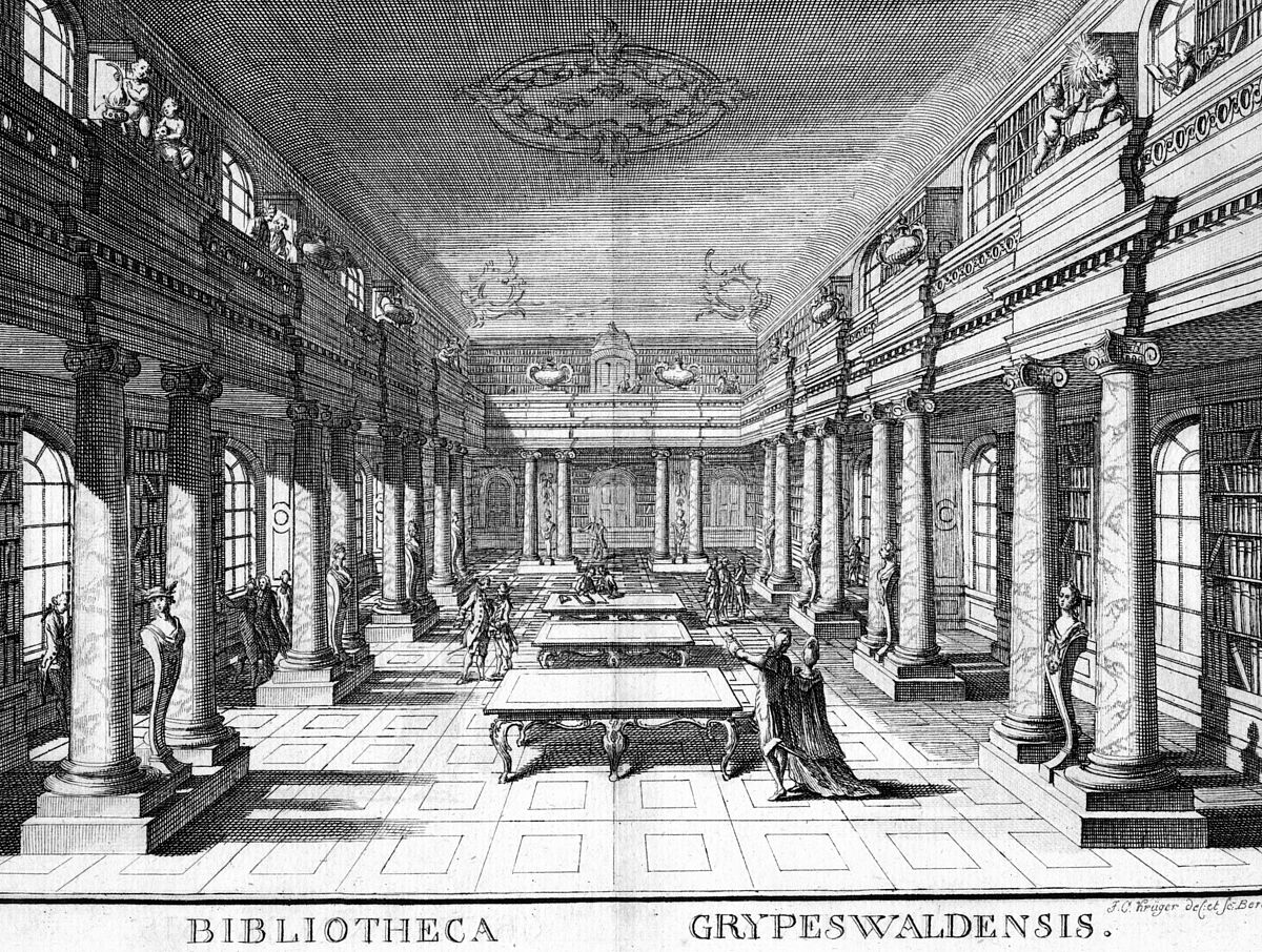 barocke Saalbibliothek der Universität Greifswald in der heutigen Aula